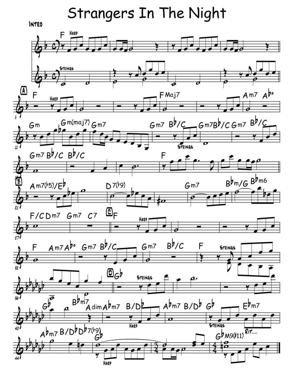 Strangers In The Night sheet