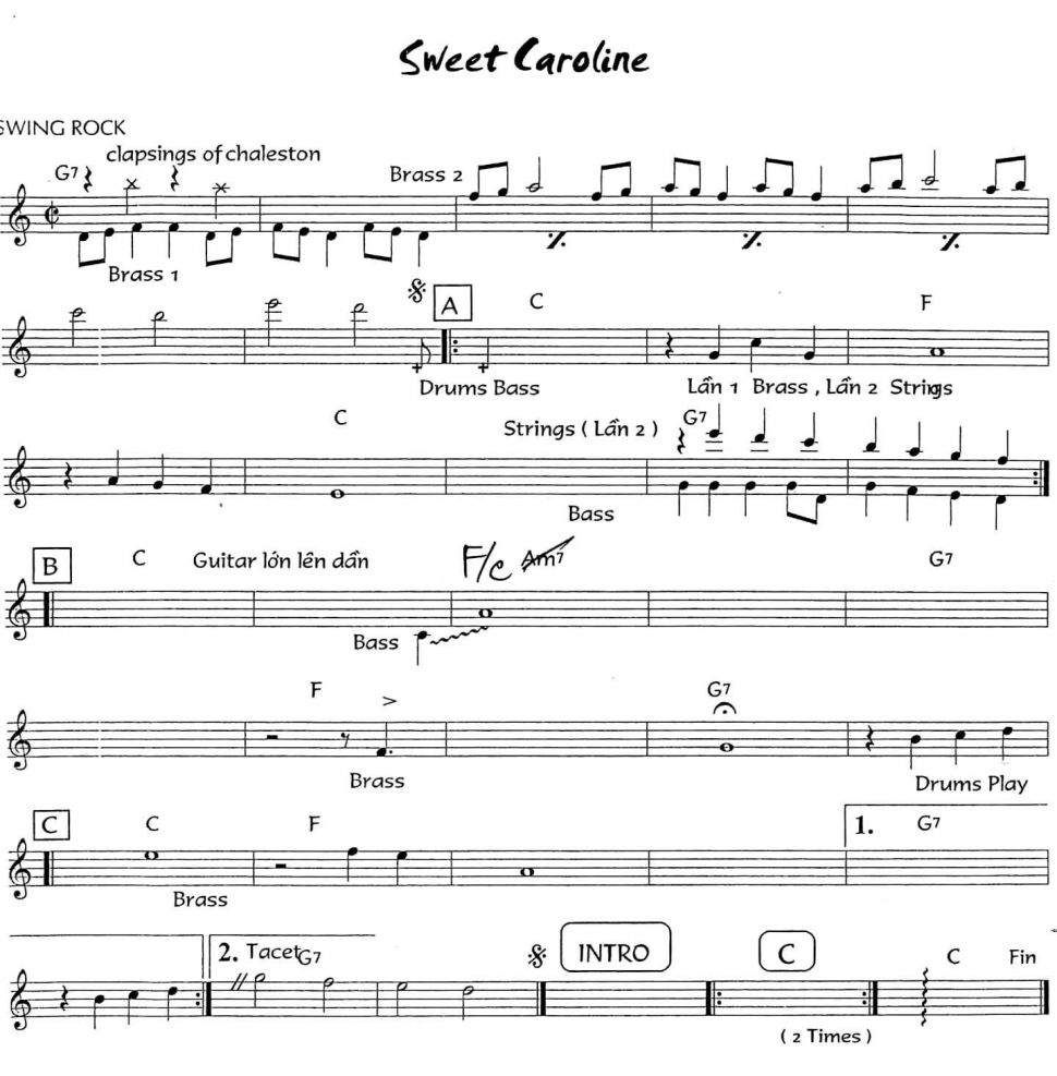 Sweet Caroline sheet
