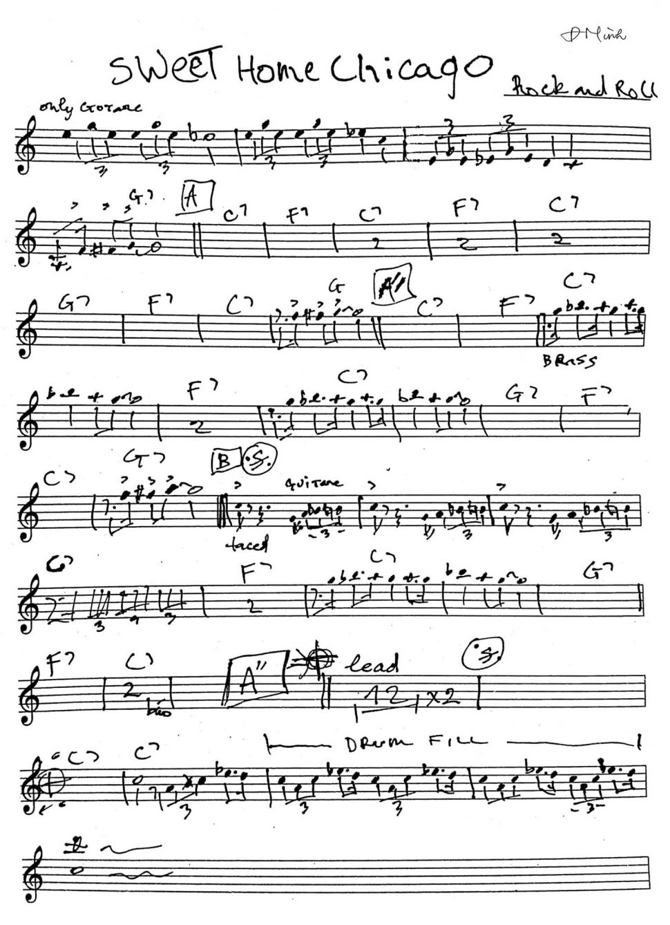 Sweet Home Chicago sheet