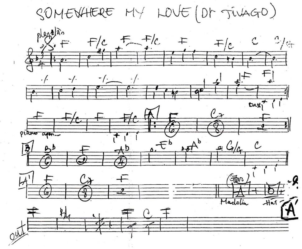 Some Where My Love sheet