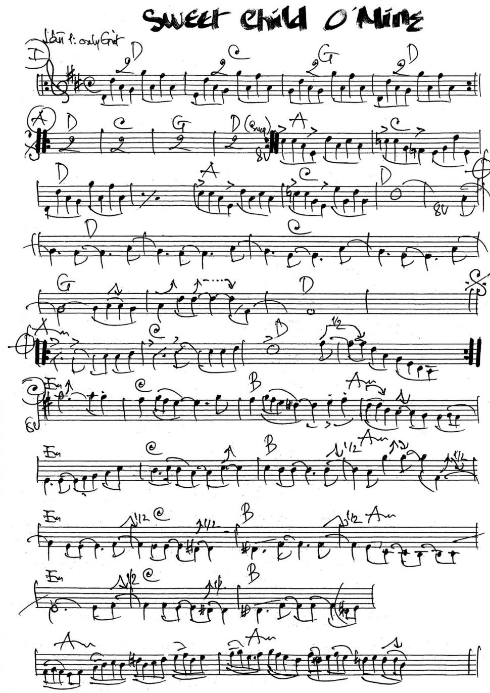 Sweet Child Mine sheet