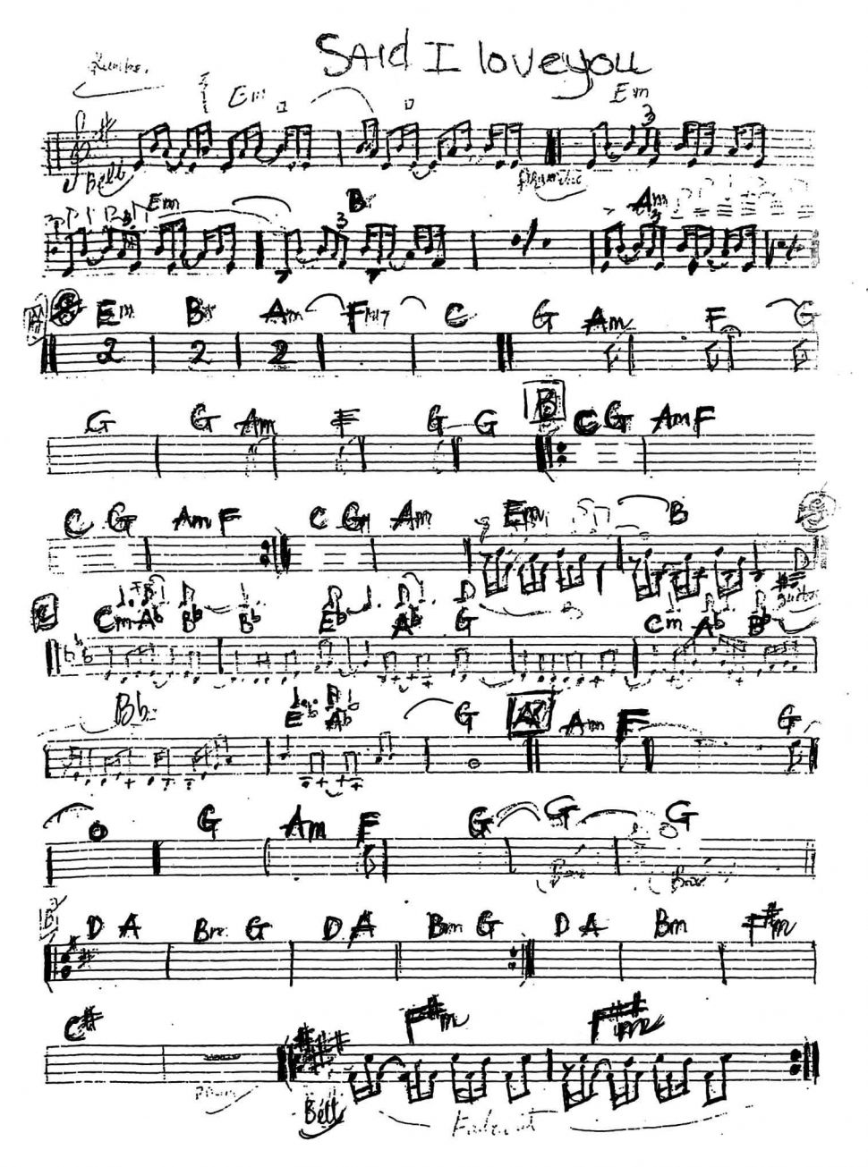 Said I Love You sheet