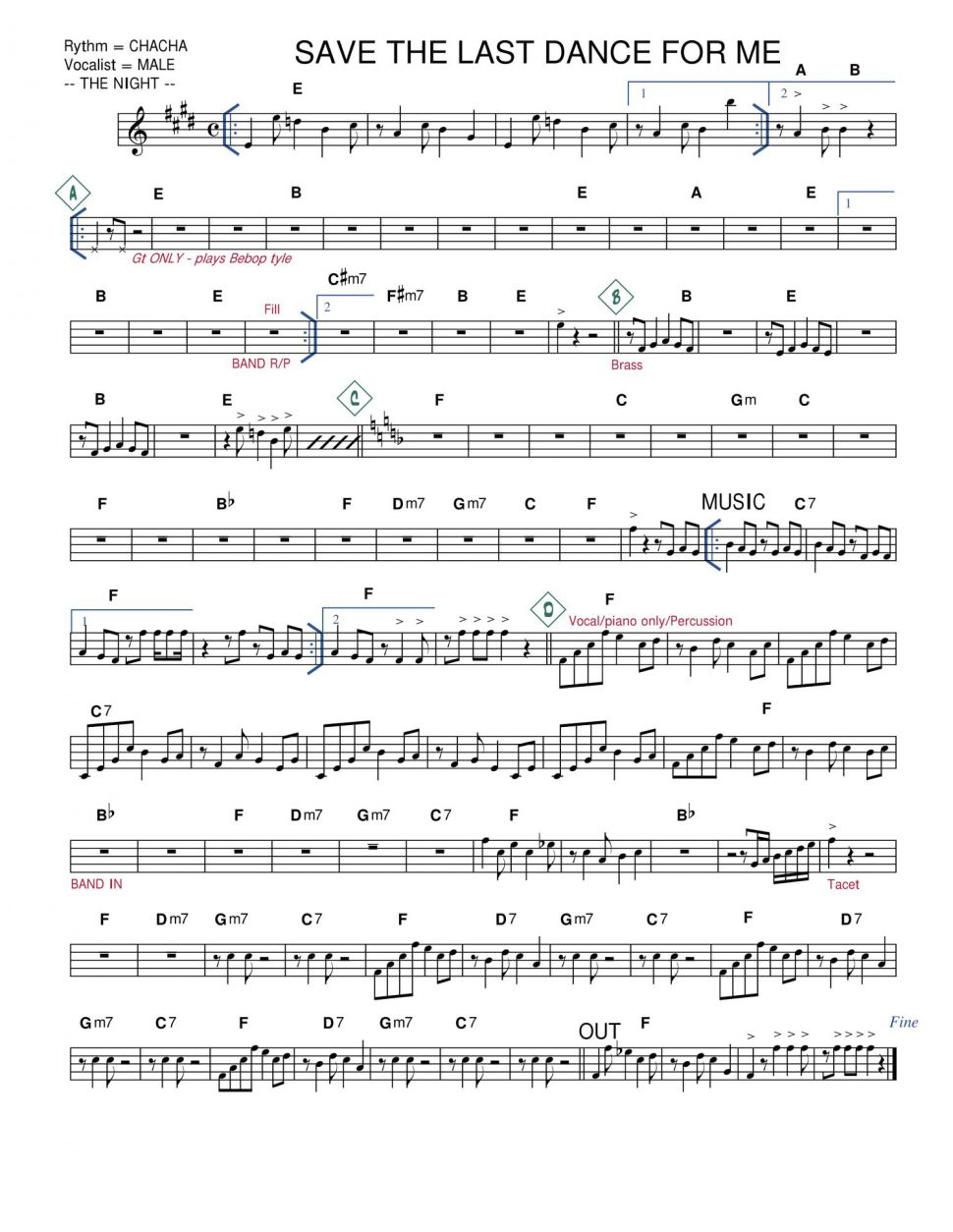 Save The Last Dance For Me sheet