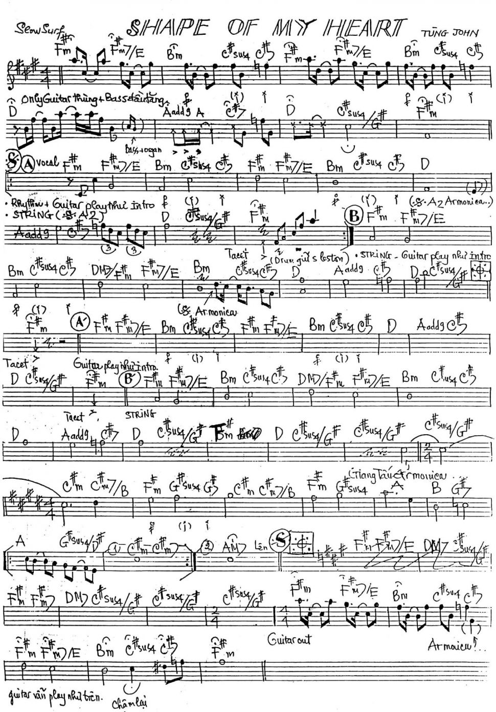 Shape Of My Heart sheet