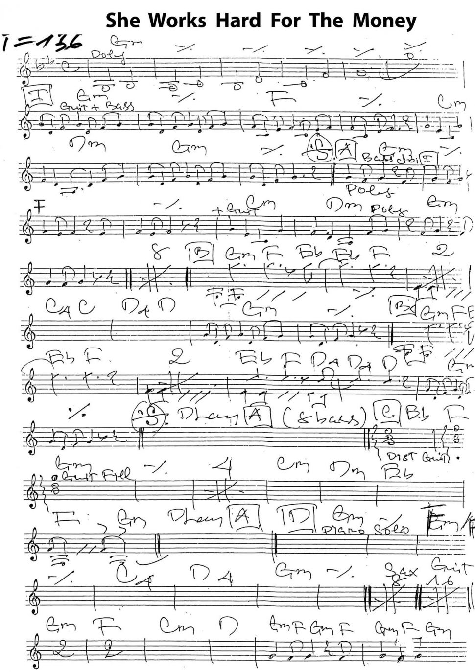 She Work Hard For The Money sheet