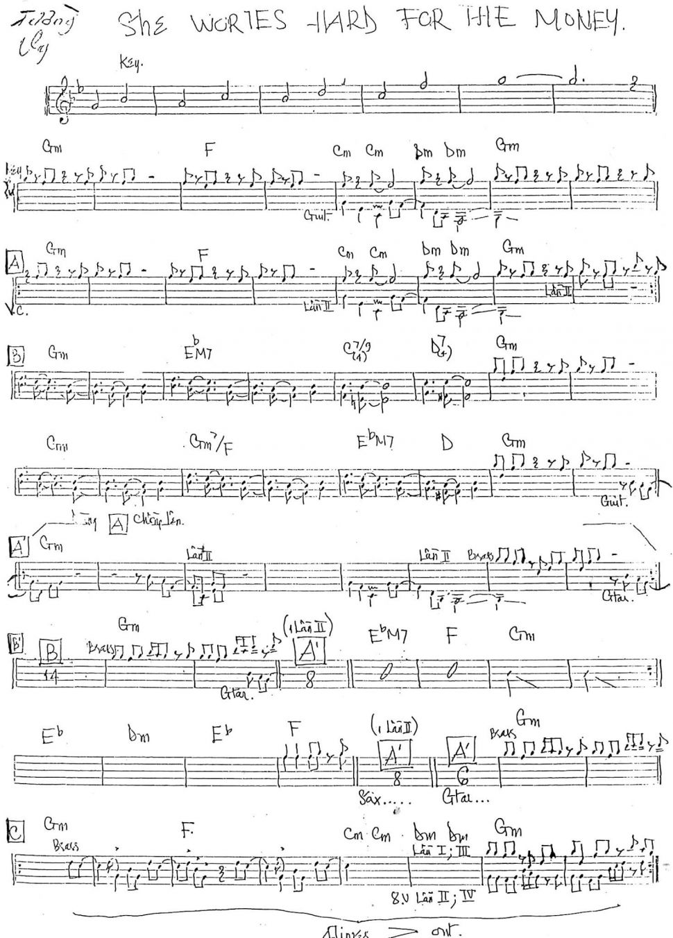 She Works Hard For The Money sheet