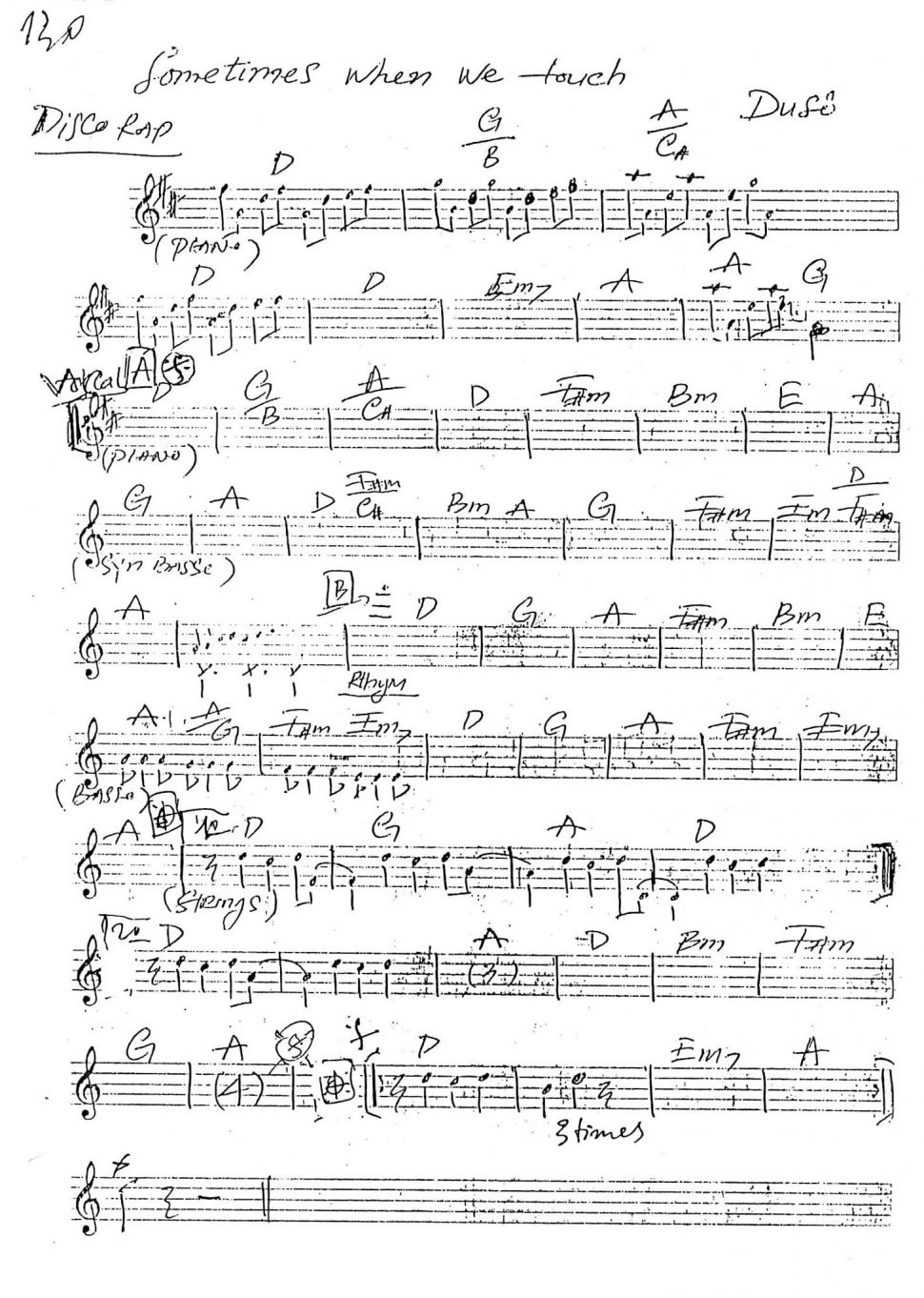 Sometimes When We Touch sheet