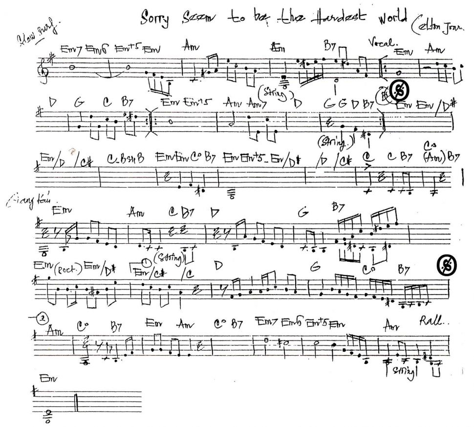 Sorry seem To Be The Hardest World sheet