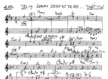 Sorry Seems To Be sheet