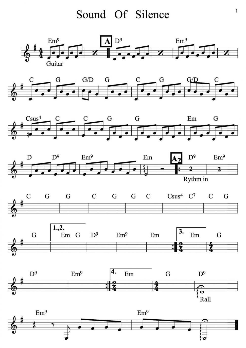 Sound Of Silence sheet