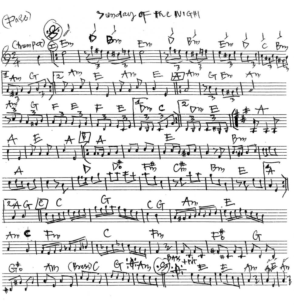 Sunday Of The Night sheet