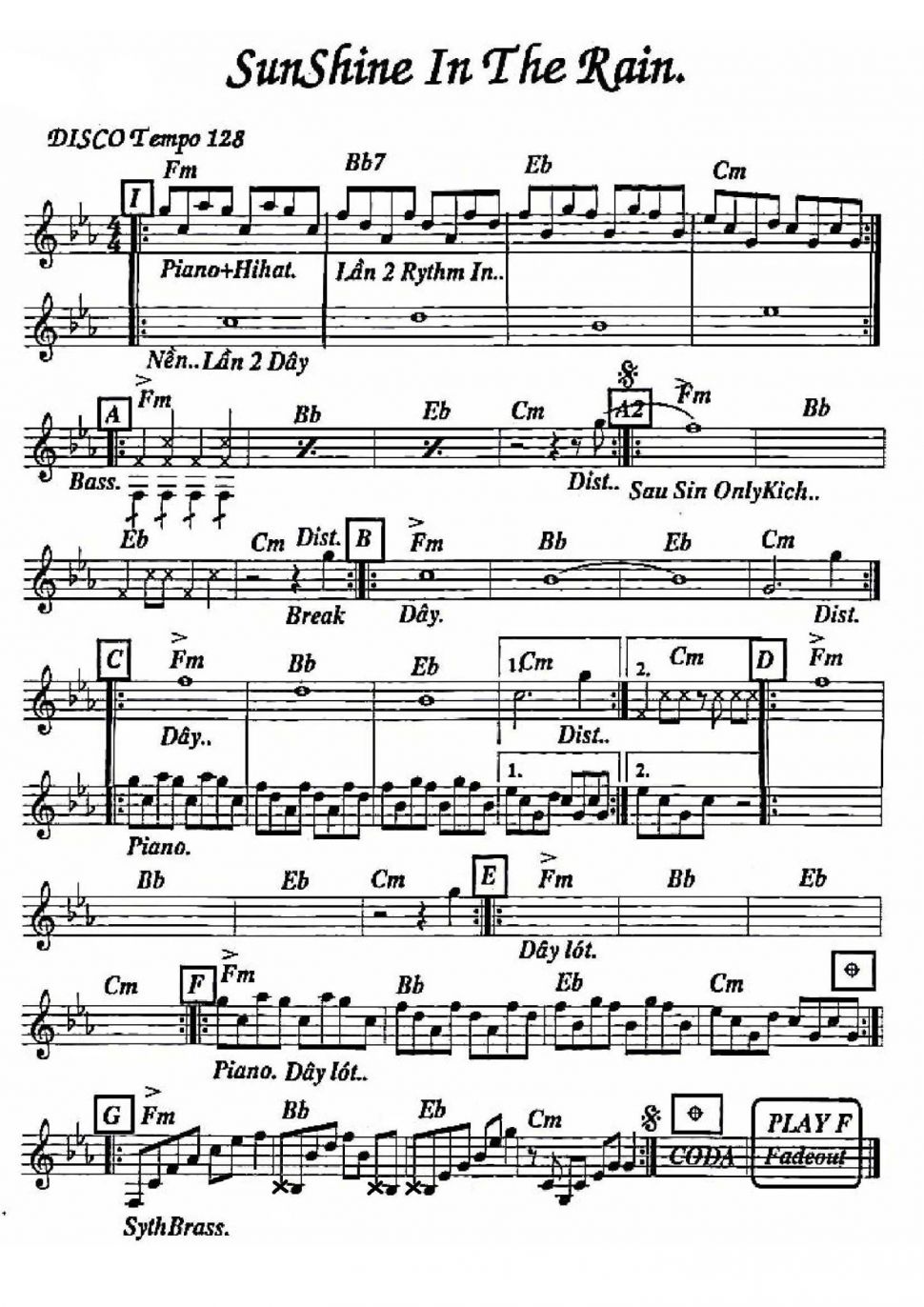 Sunshine In The Rain sheet