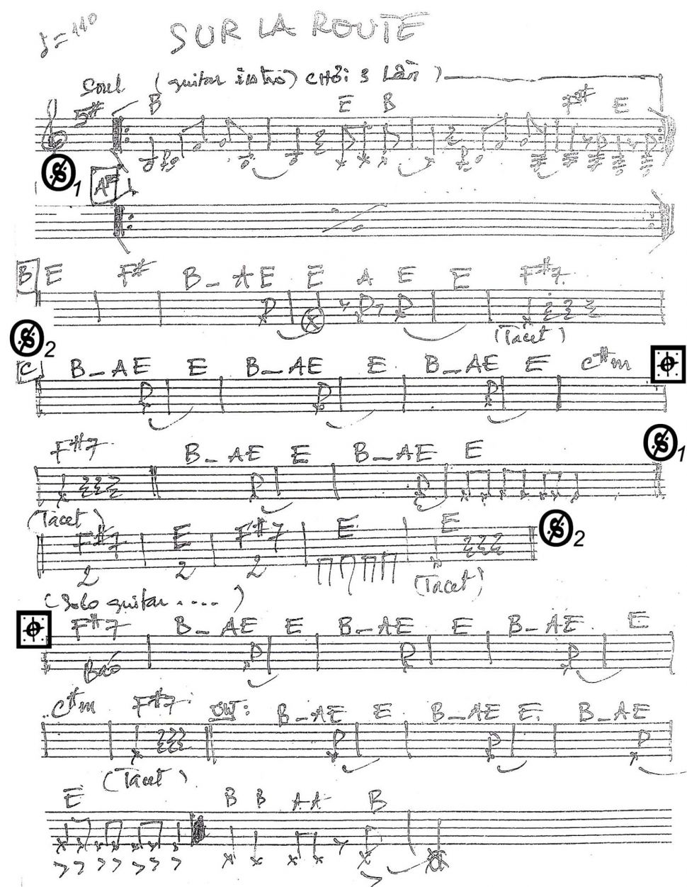 Sur La Route sheet