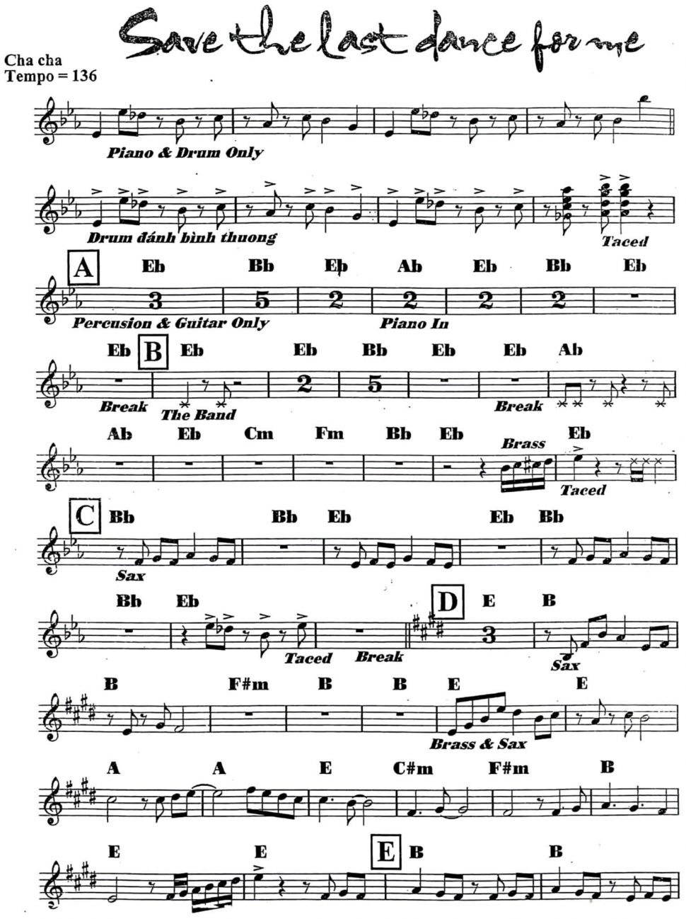 Save The Last Dance For Me sheet