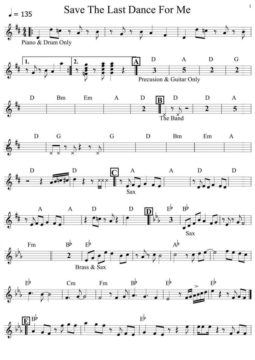 Save The Last Dance For Me sheet