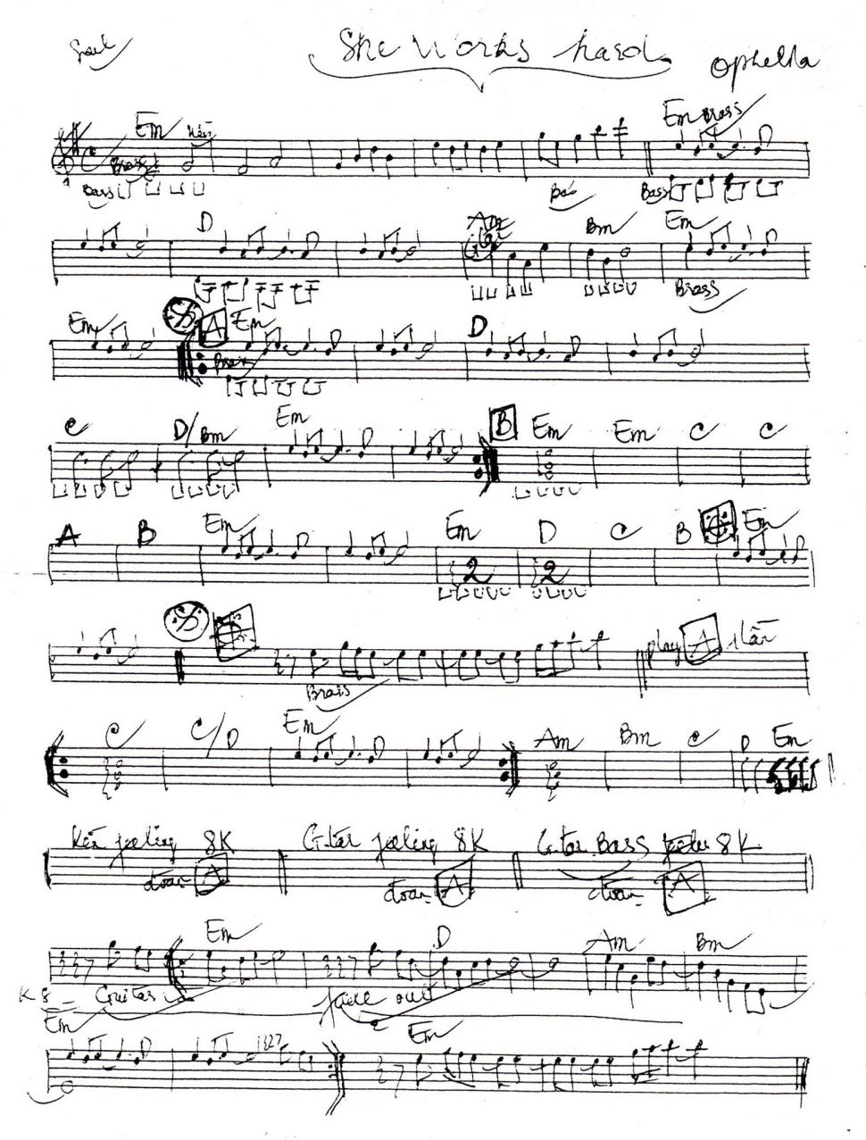 She Works Hand sheet