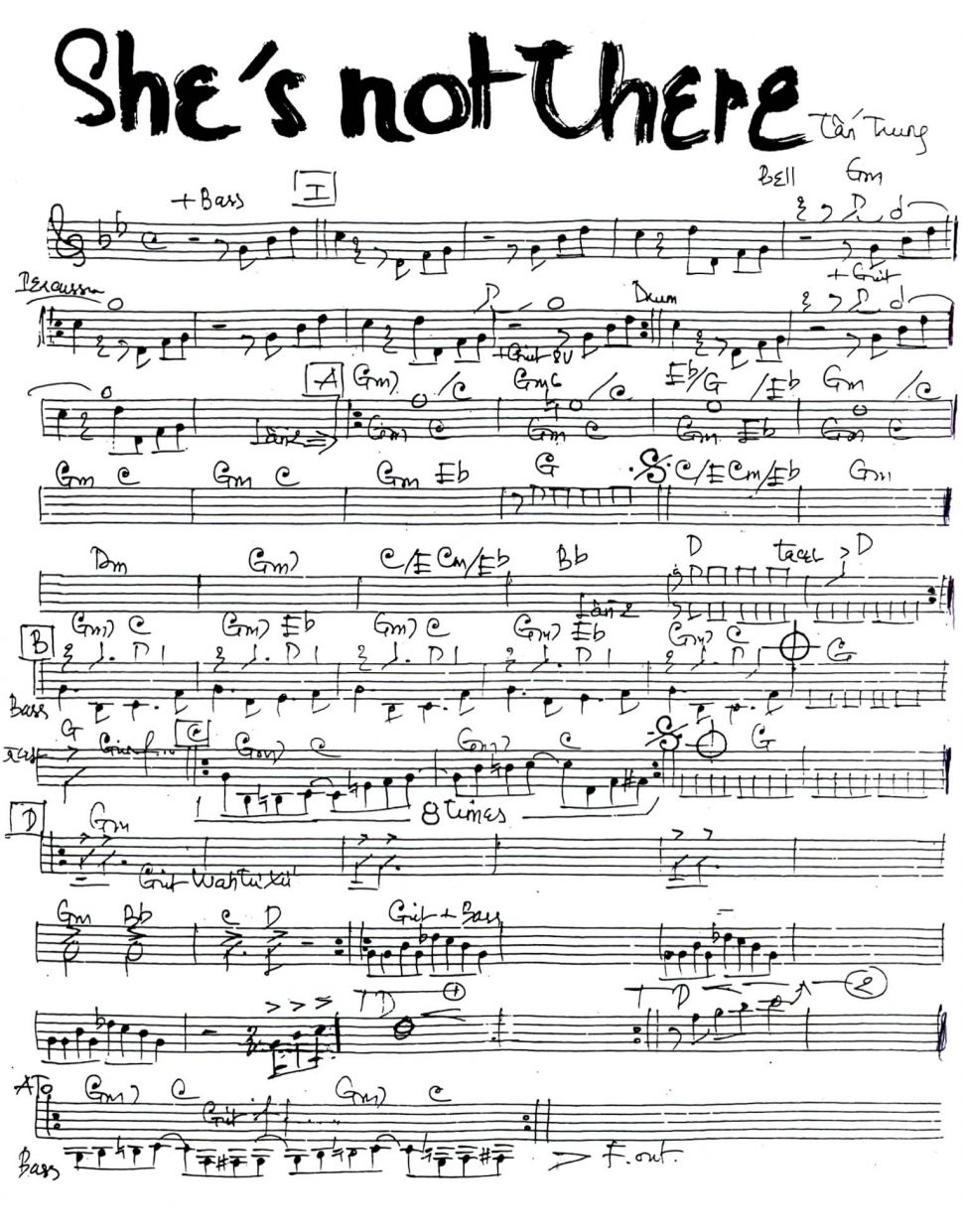 She's Not There sheet