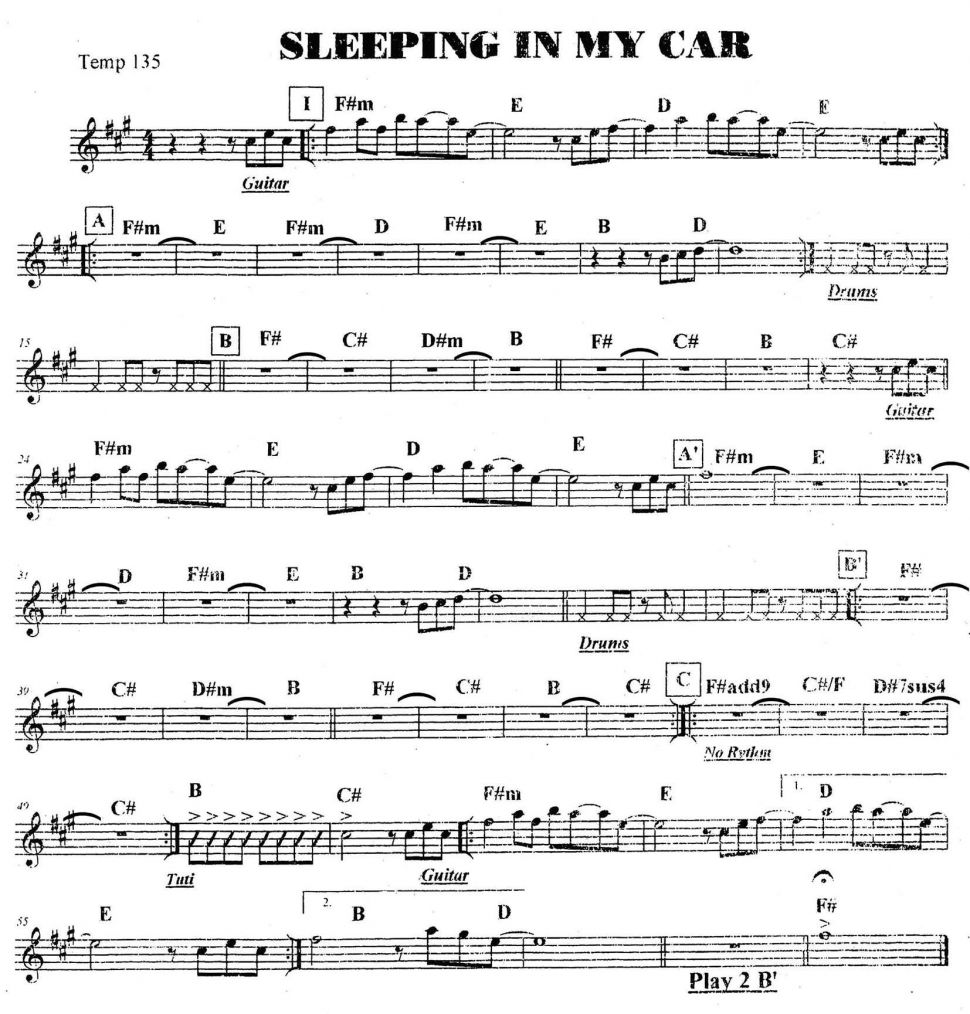 Sleeping In My Car sheet