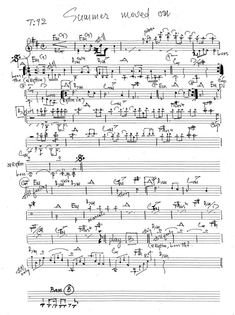 Summer Moved On sheet