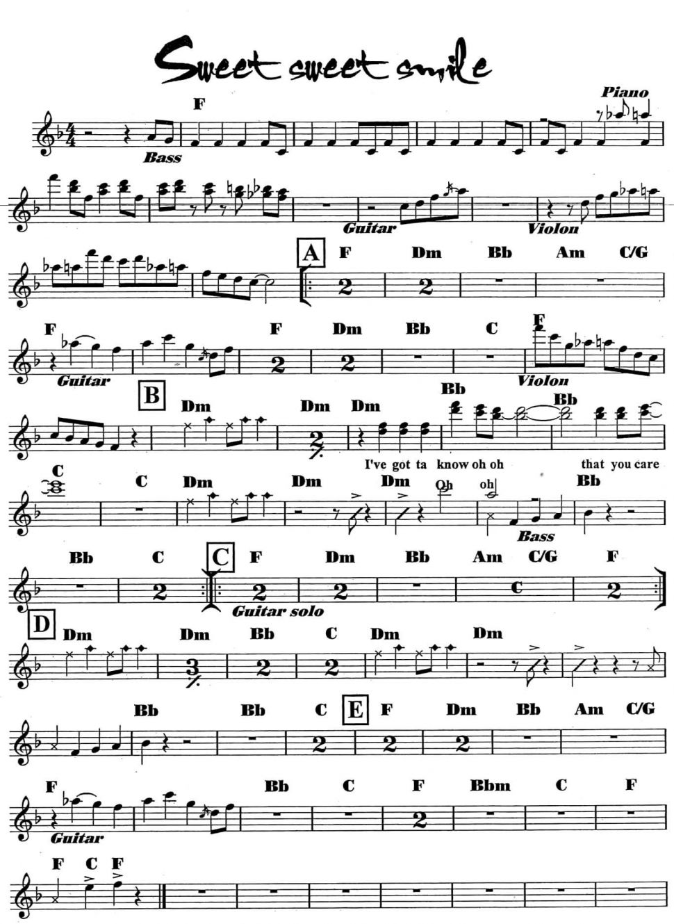 Sweet Sweet Smile sheet