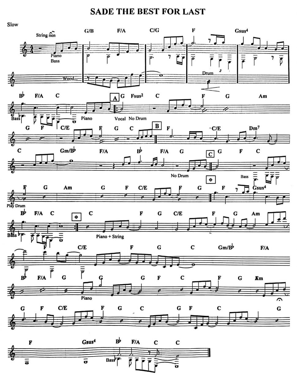 Sade The Best For Last sheet