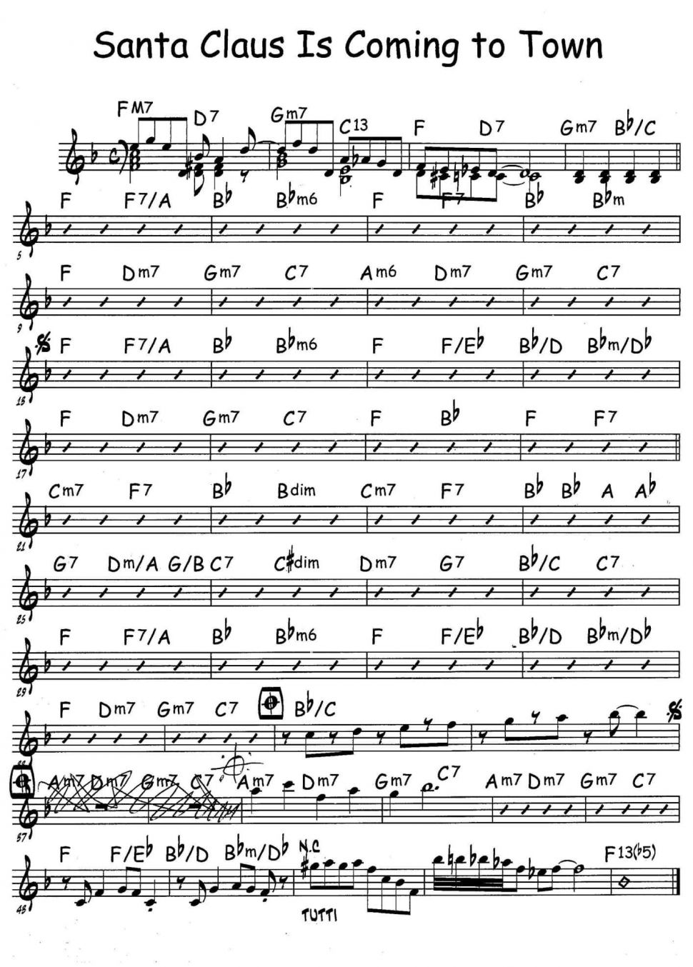 Santa Claus Is Coming To Town sheet