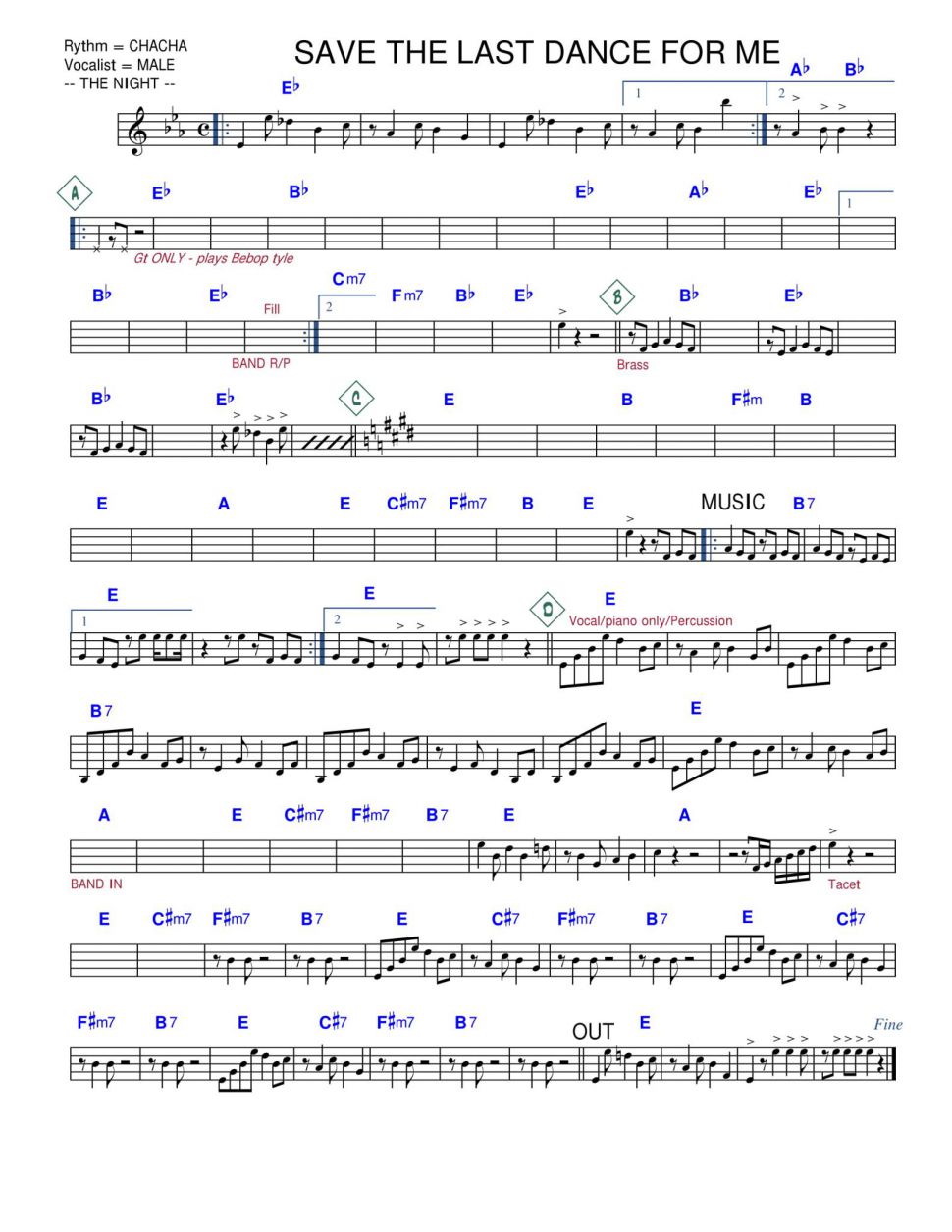 Save The Last Dance For Me sheet