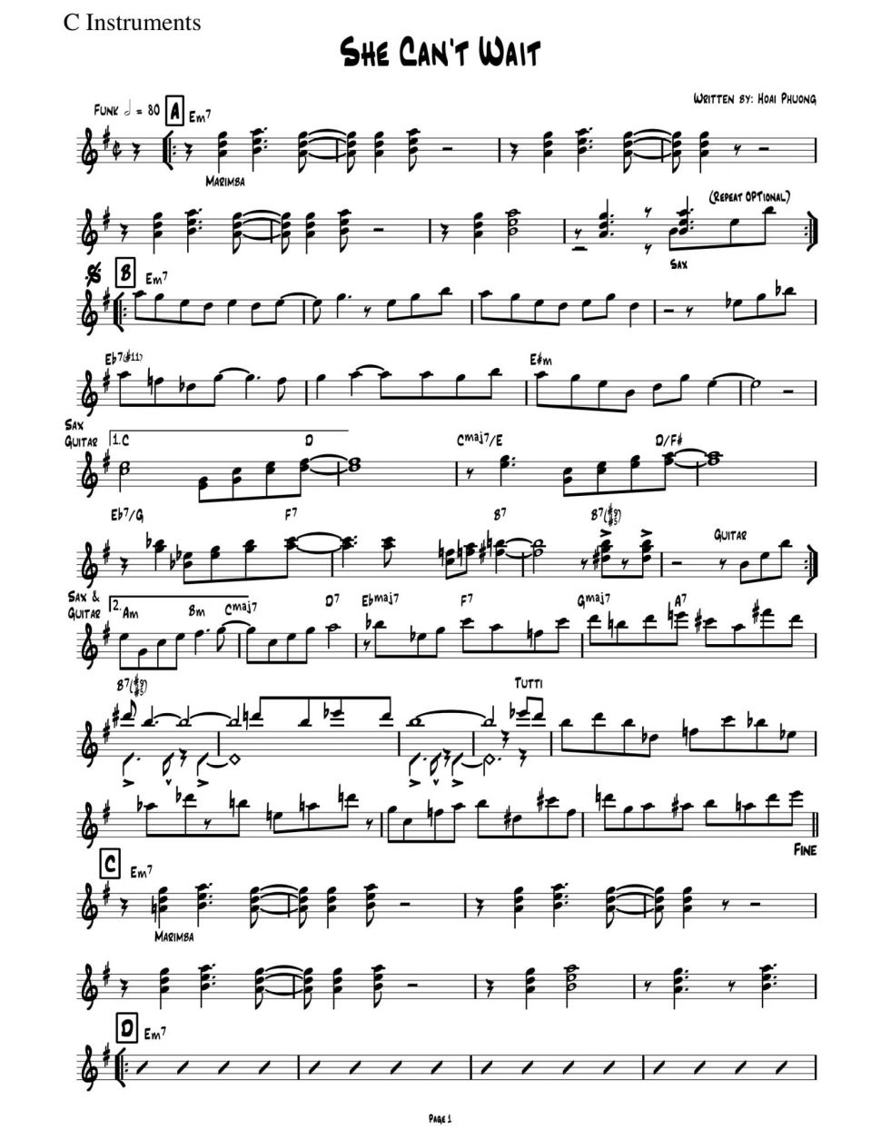 She Can't Wait sheet