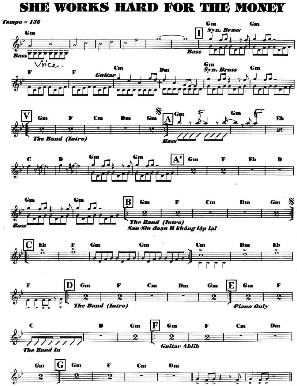 She Works Hard For The Money sheet