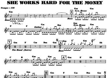 She Works Hard For The Money sheet