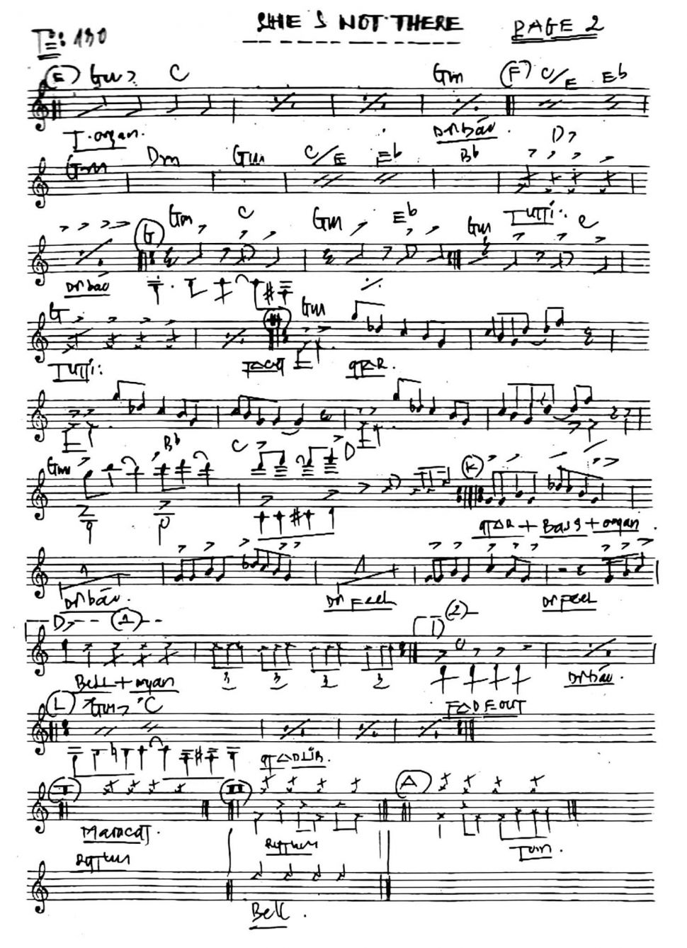 She's Not There sheet