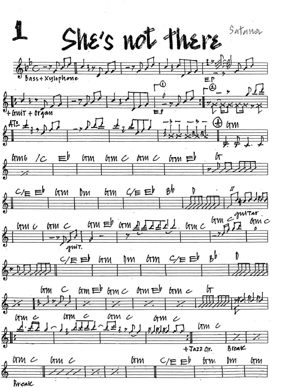 She's Not There sheet