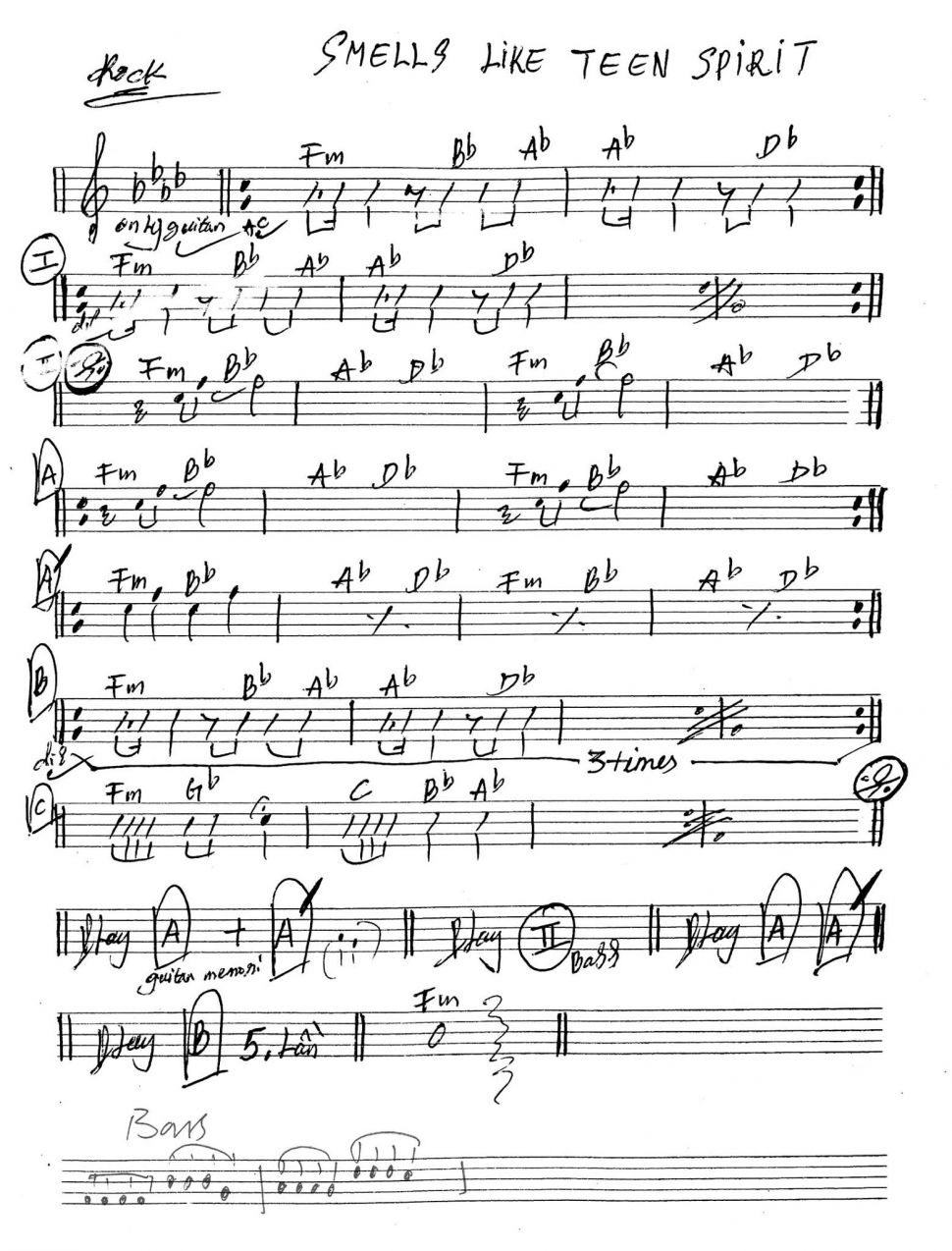 Smells Like Teen Spirit sheet