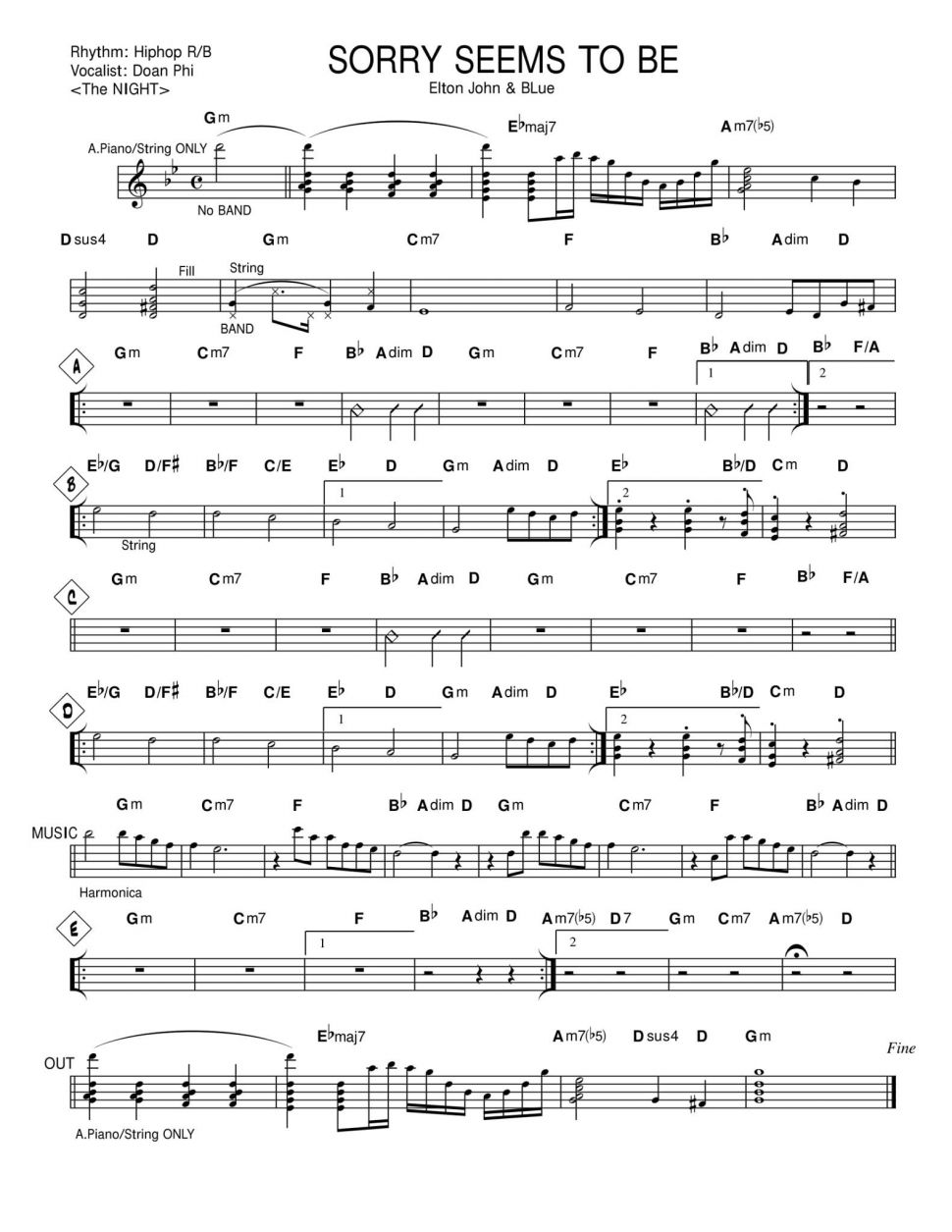 Sorry Seems To Be sheet