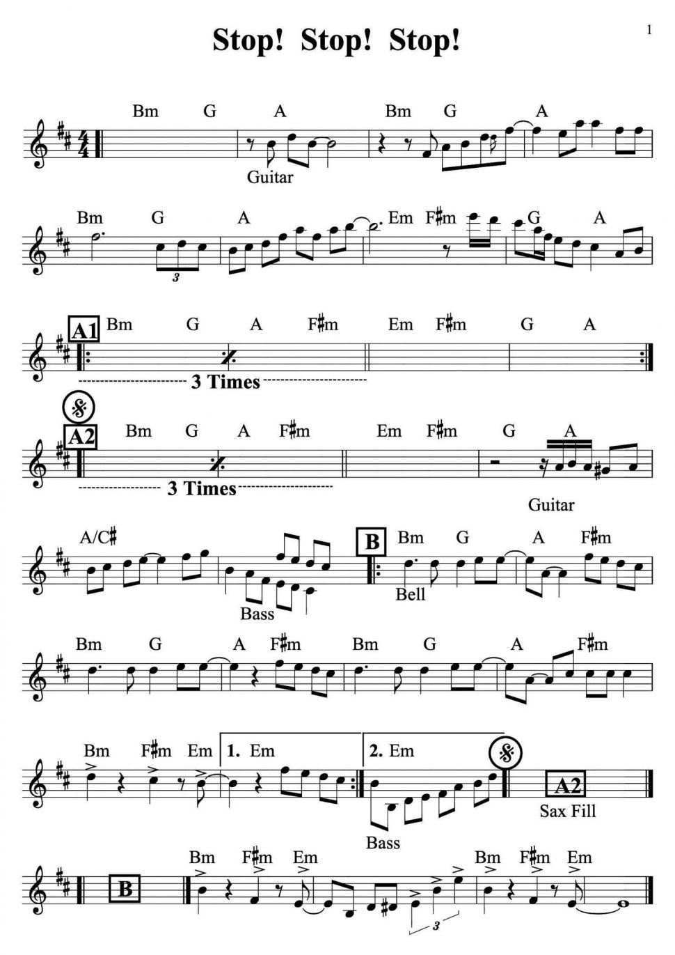 Stop! Stop! Stop! sheet