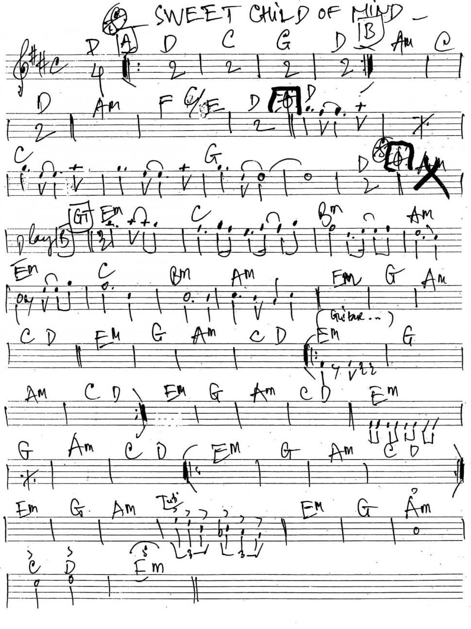 Sweet Child Of Mind sheet