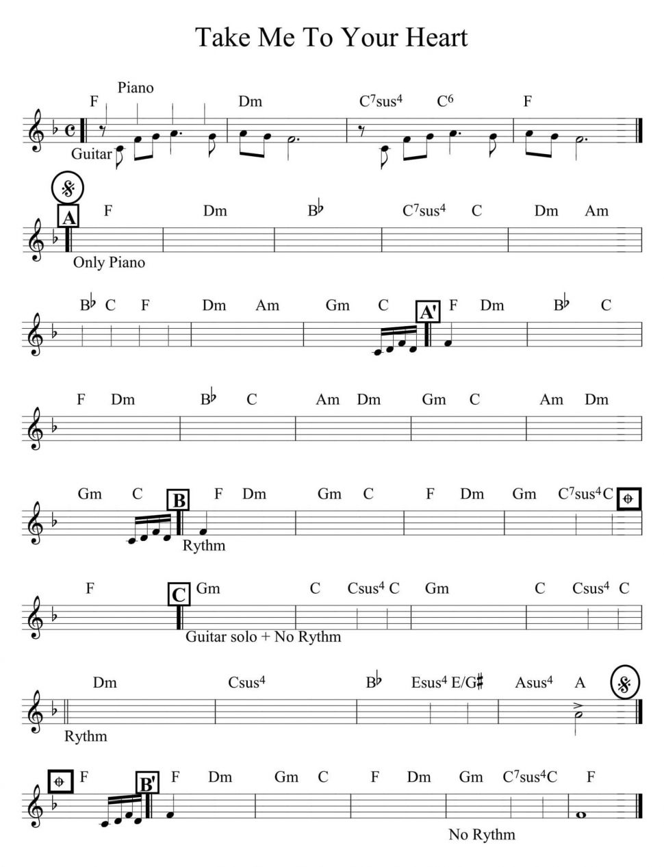 Take Me To Your Heart sheet