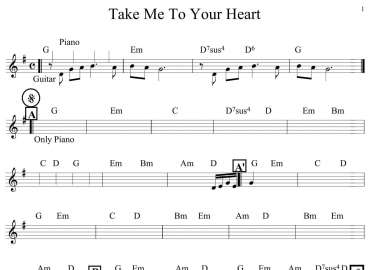Take Me To Your Heart sheet
