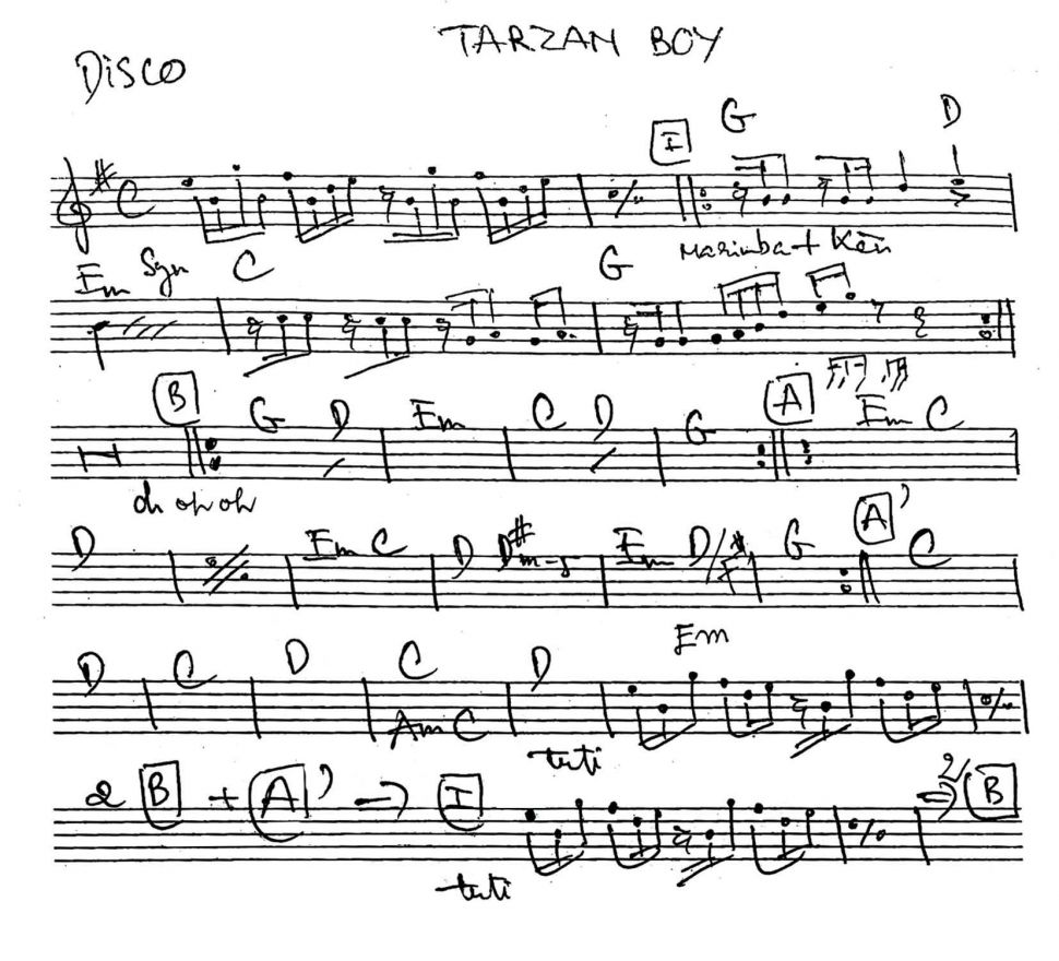 Tarzan Boy sheet