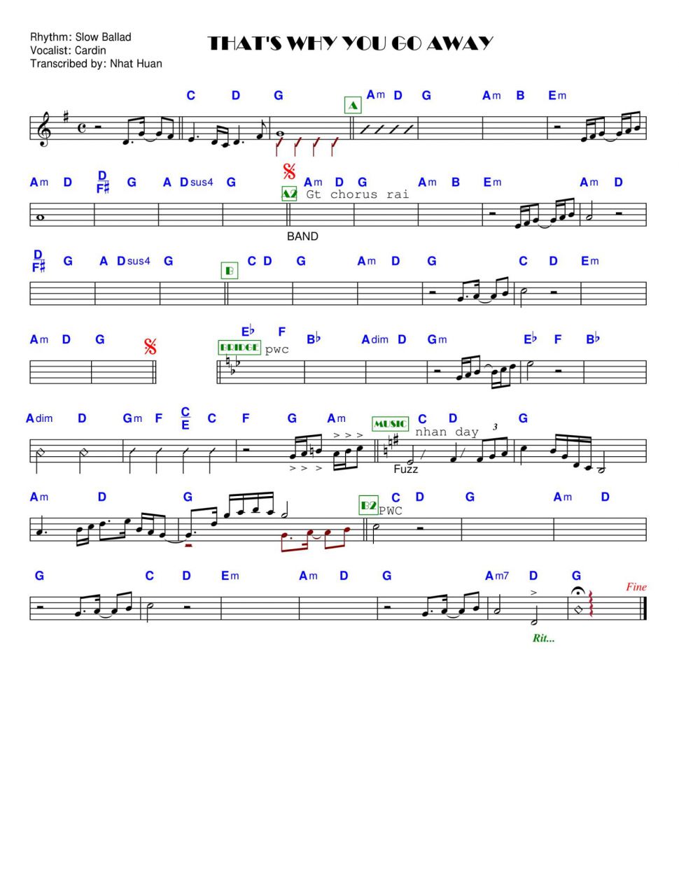 That's Why You Go Away sheet