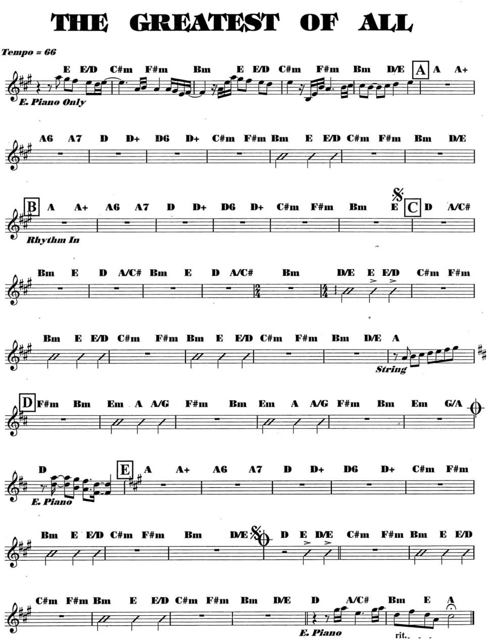 The Greatest Of All sheet