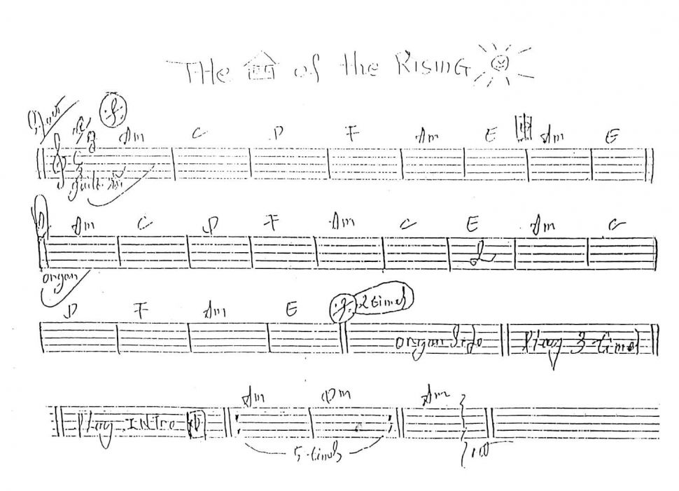 The House Of The Rising sheet