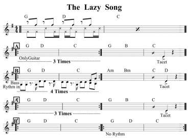 The Lazy Song sheet