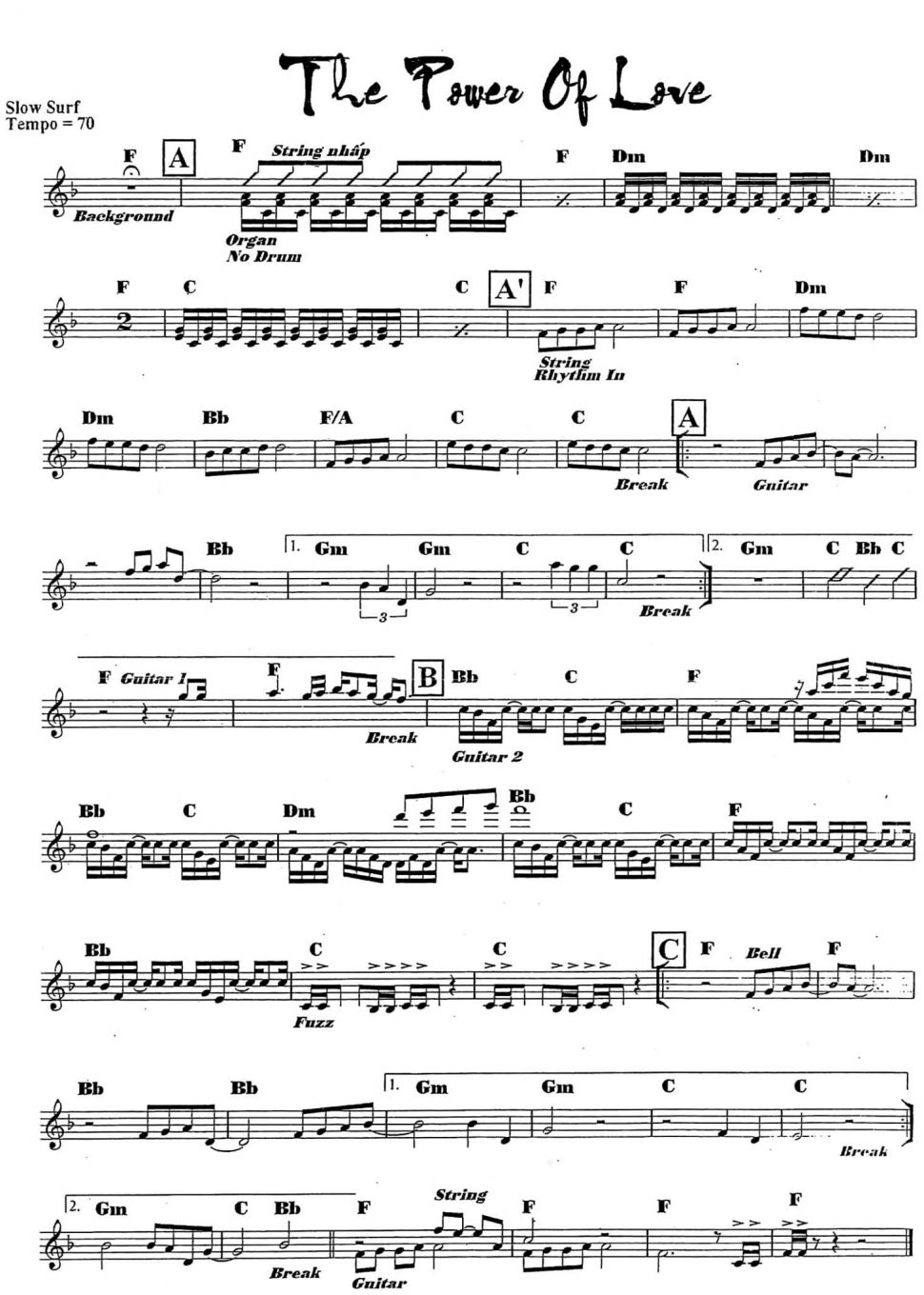 The Power Of Love sheet