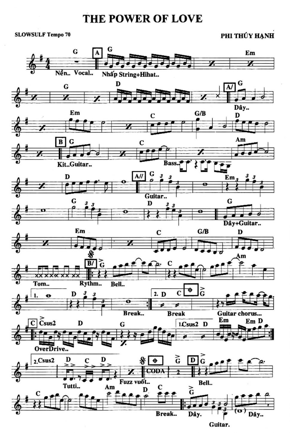 The Power Of Love sheet