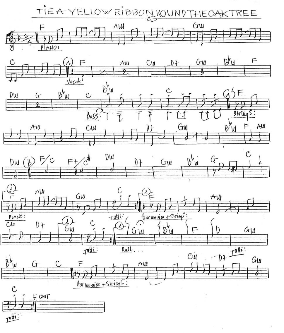 Tie A Yellow Ribbon Round The Oak Tree sheet