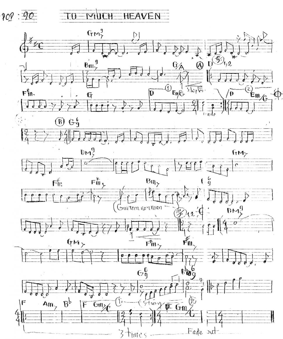 To Much Heaven sheet