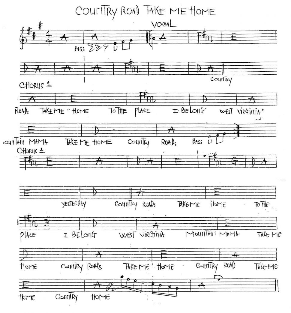 Country Road Take Me Home sheet
