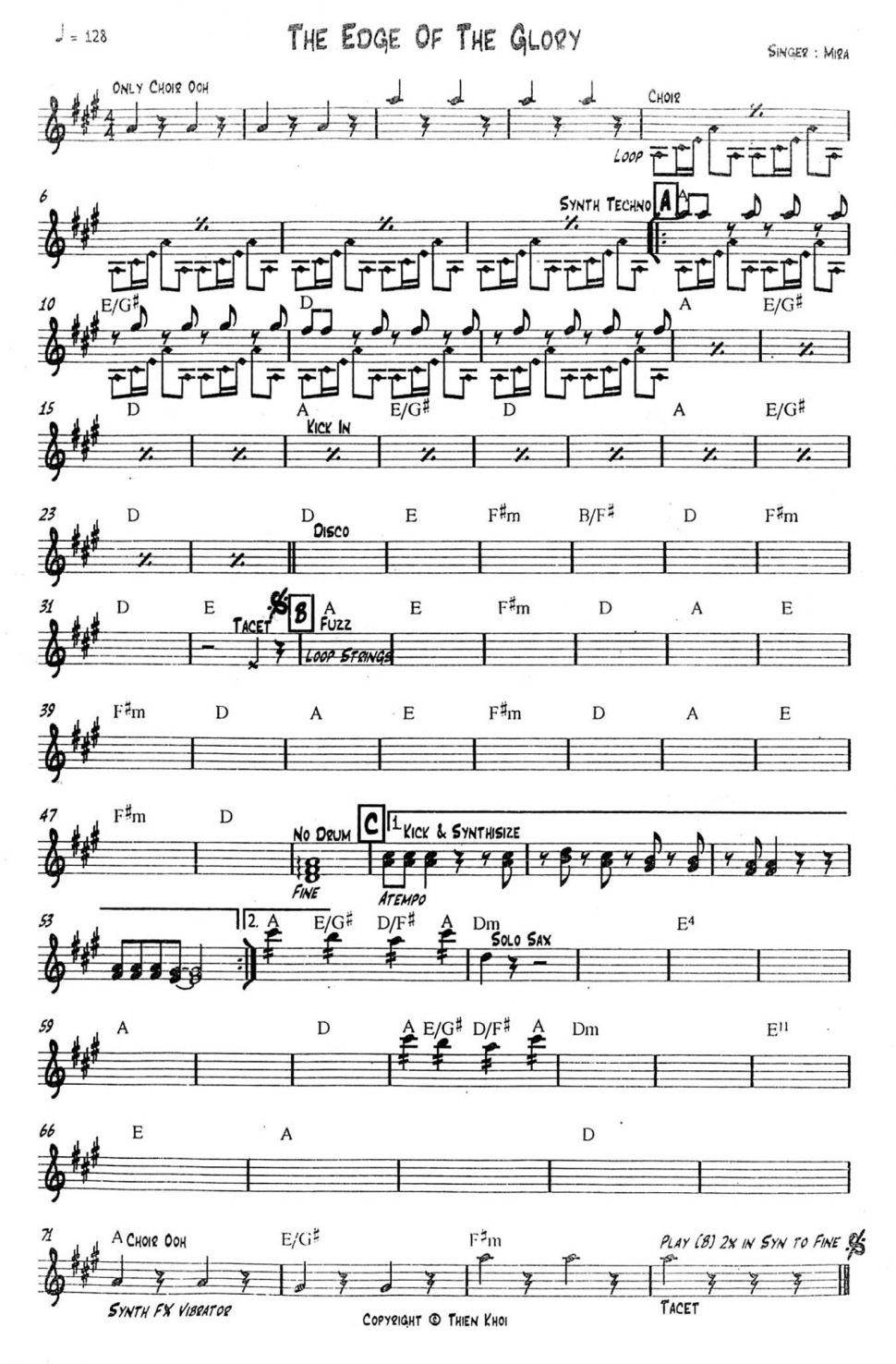 The Edge Of The Glory sheet