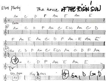 The House If The Risin Sun sheet